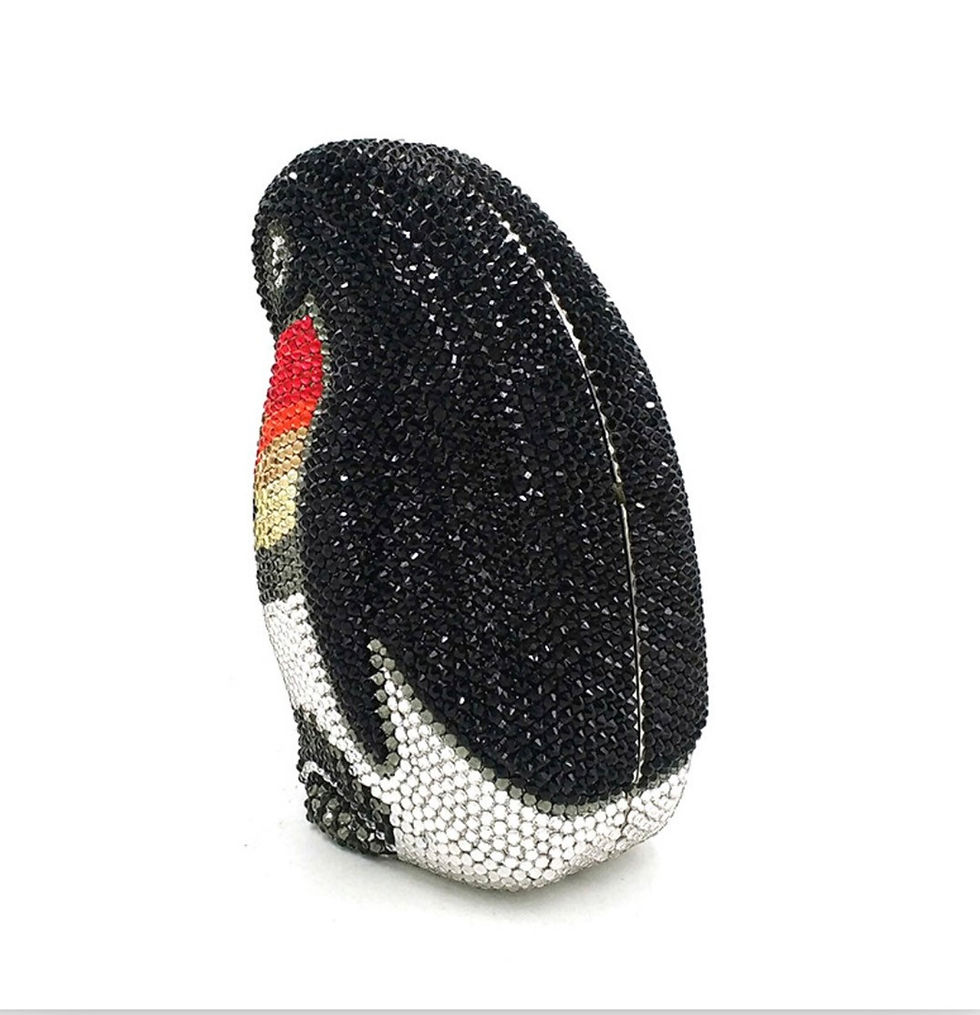 Miniatura: Swarovski crystal embellished clutch bag - "Mr. Penguin"