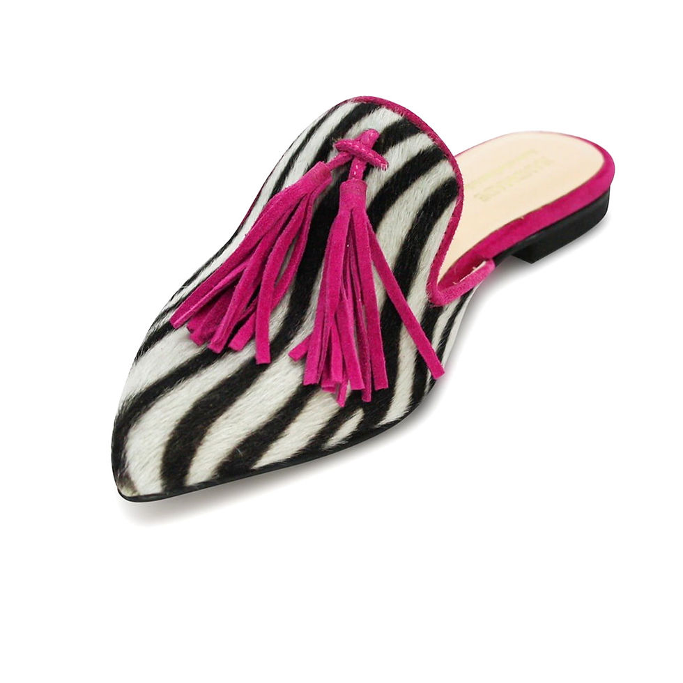 Miniatura: ZEBRA - Black & White striped Leather Mules