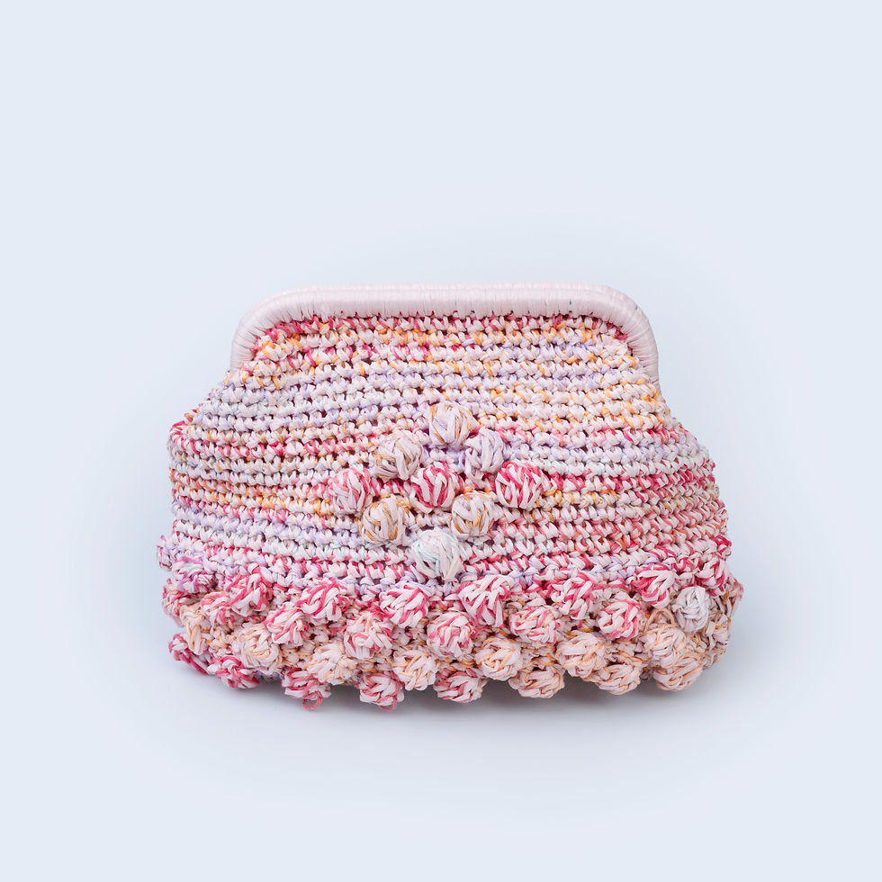 Miniatura: ARETI - Raffia Crochet Clutch Bag - Pink