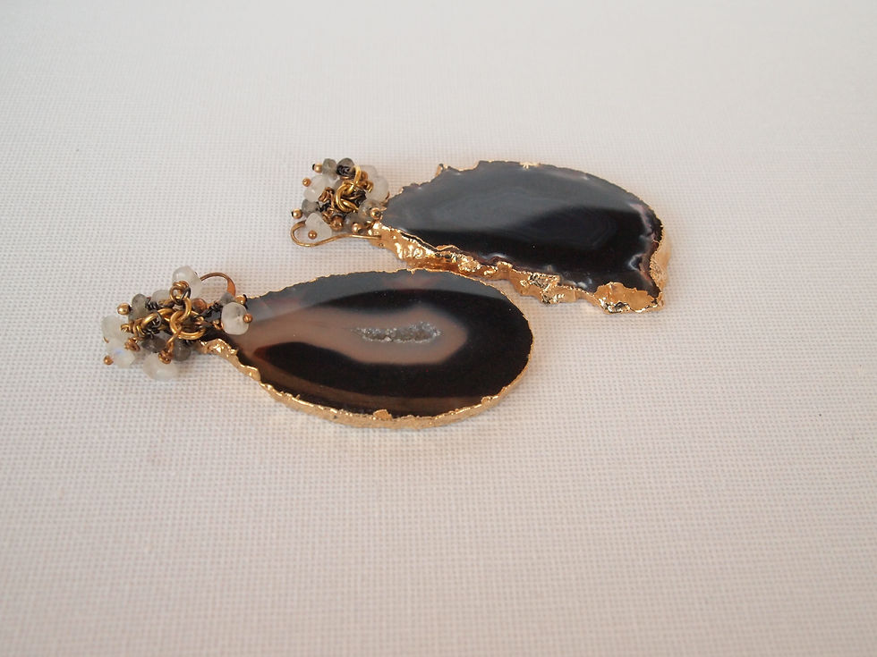 Thumbnail: Black Bazilian Agate, Moonstone and Labradorite - Midnight Fiesta