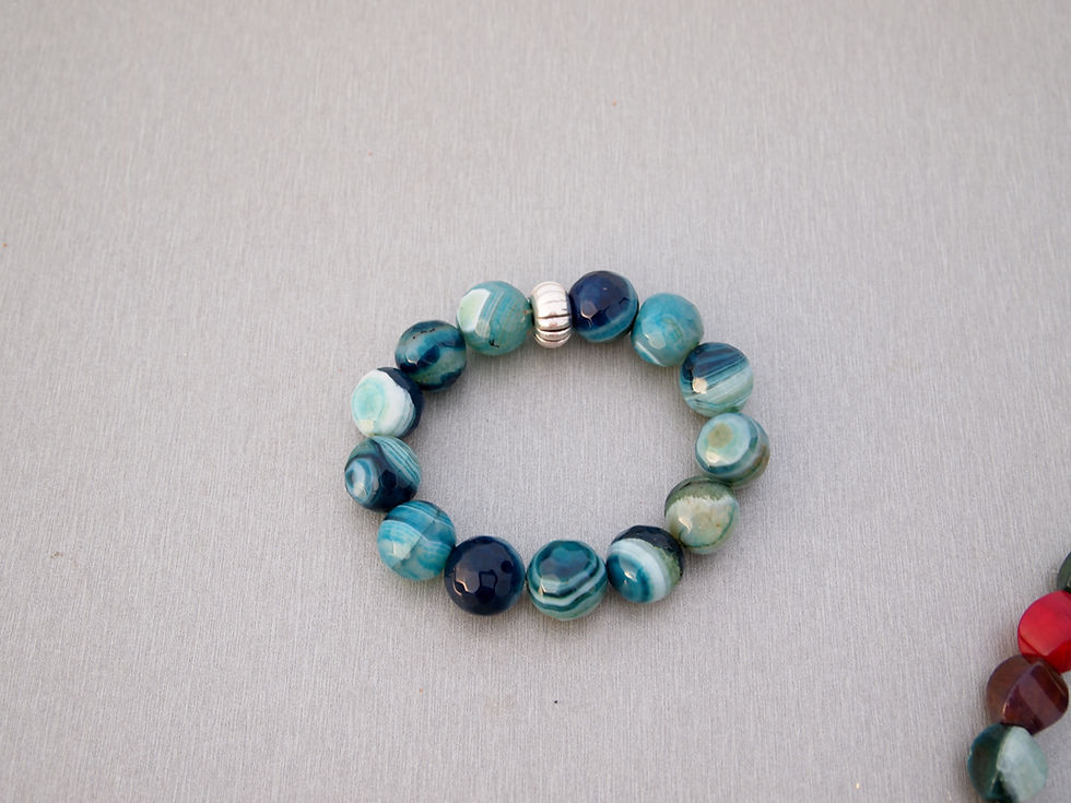Miniatura: Lace Agate Blue toned bracelet -Waves