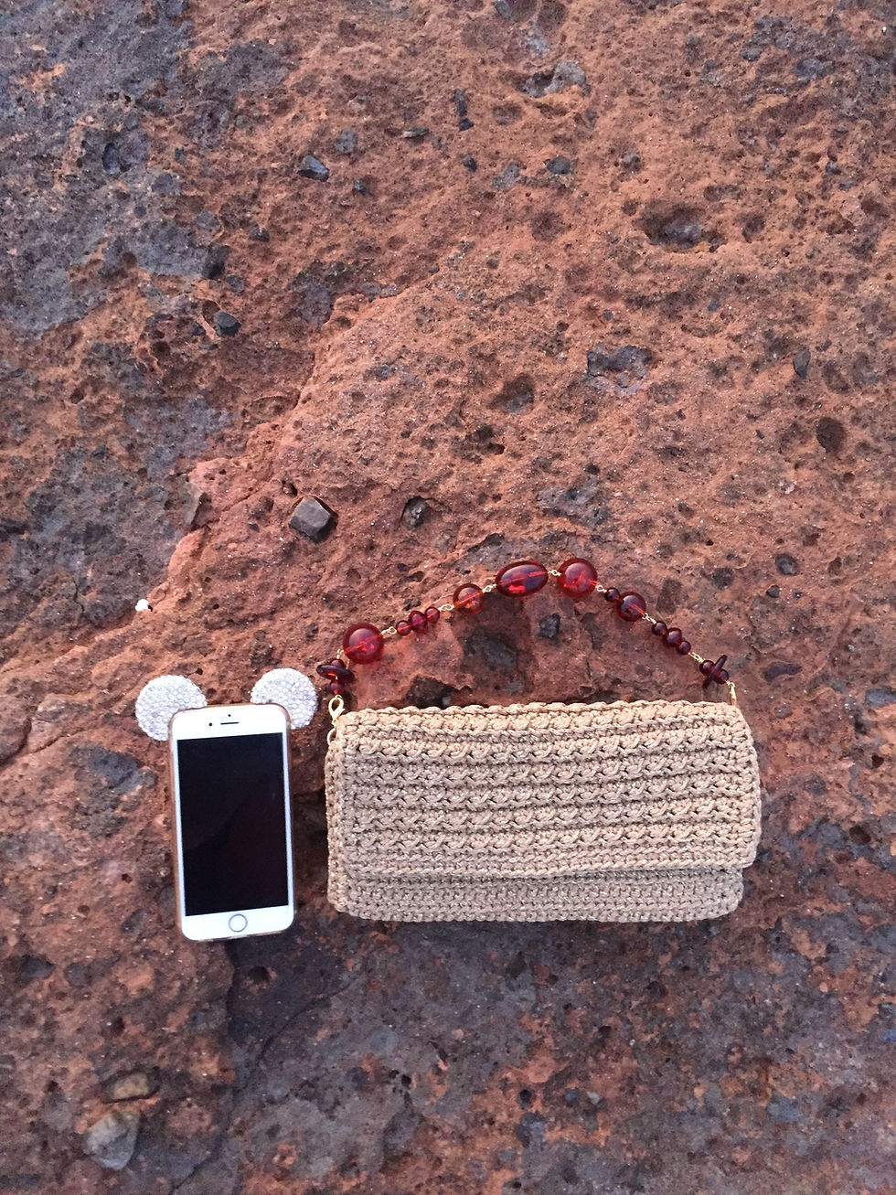 Miniature : Silver Hand woven clutch with Hematite handle  “Kallos II”