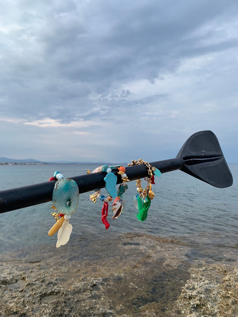 Miniatura: Stretch bracelet with Turquoise and real shells  - "Ocean Breeze"