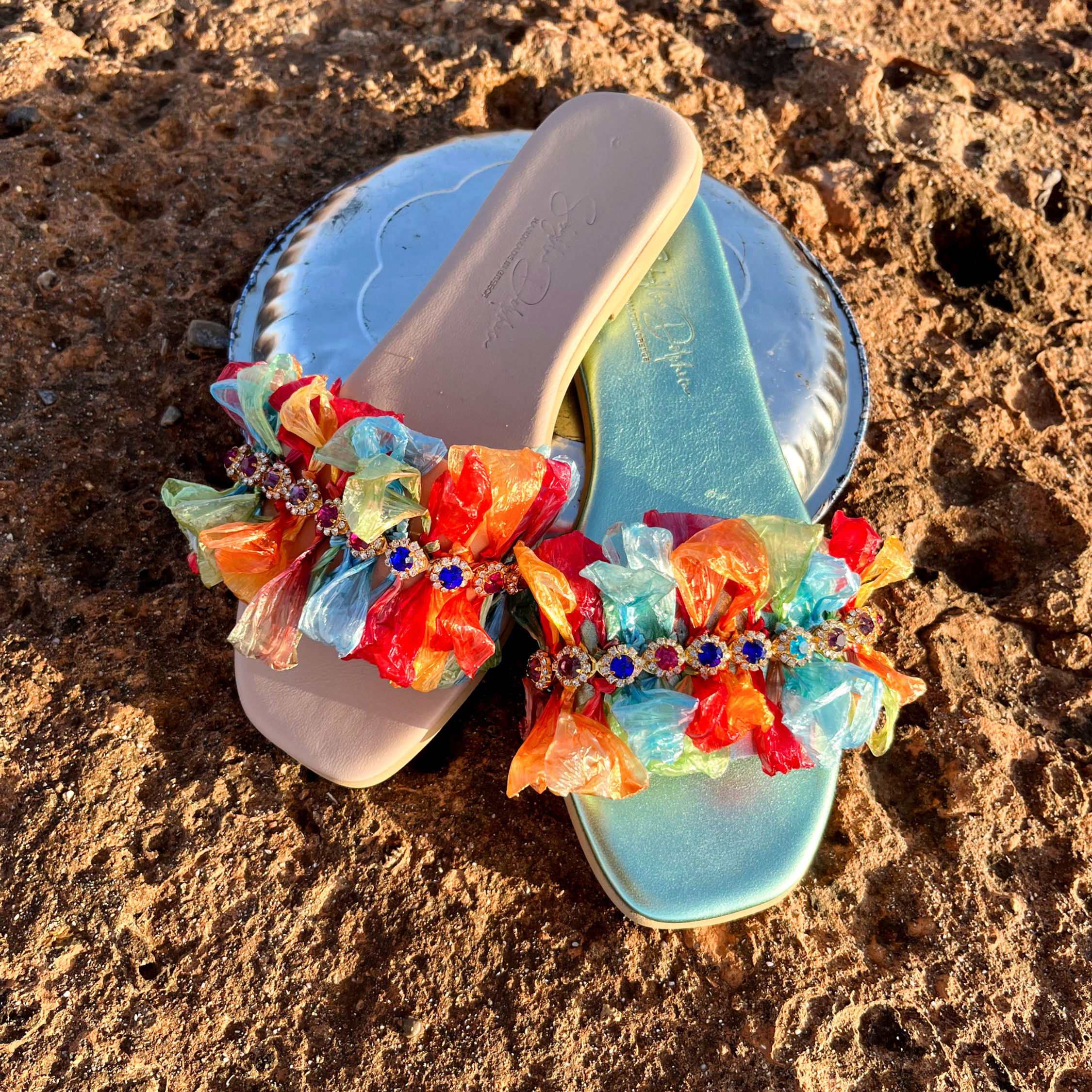 Anatomic Sole Raffia Handwoven sandals "FARFALINA Orange"