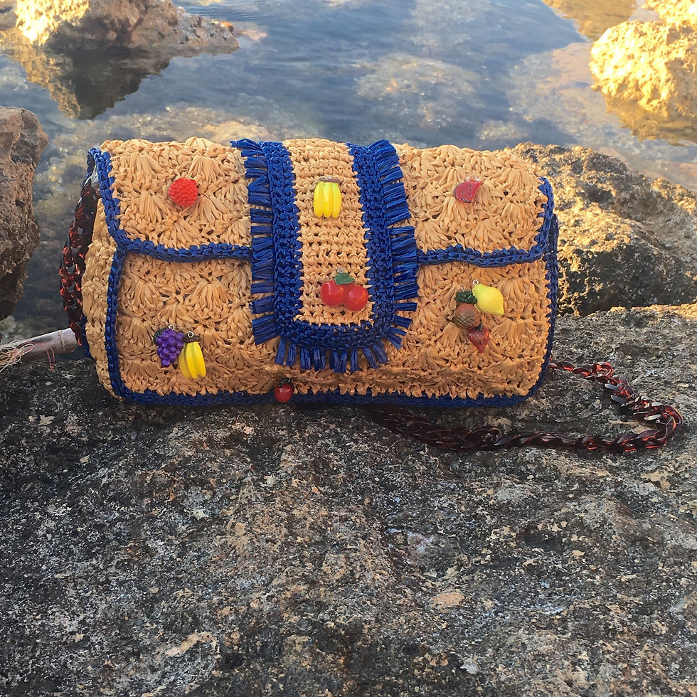 Thumbnail: Raffia Shoulder Bag, Sand-Beige "CHLOE"