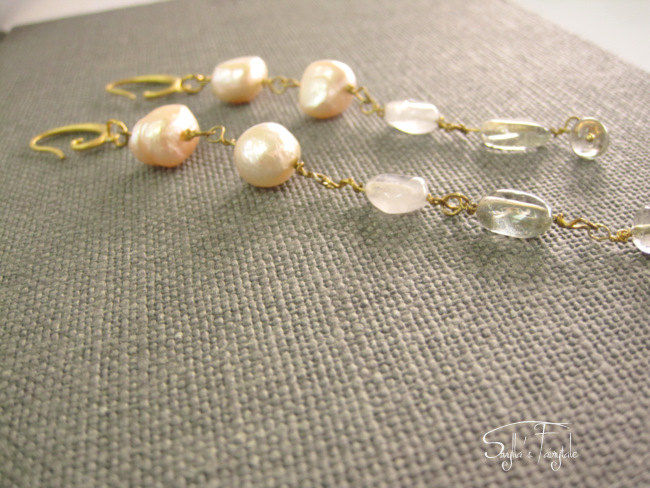 Miniature : Pearl  Wrapped long Earrings - Pearl parade