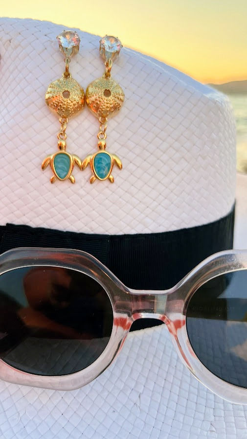 Thumbnail: Vitreaux glass Earrings - "Caretta Caretta"