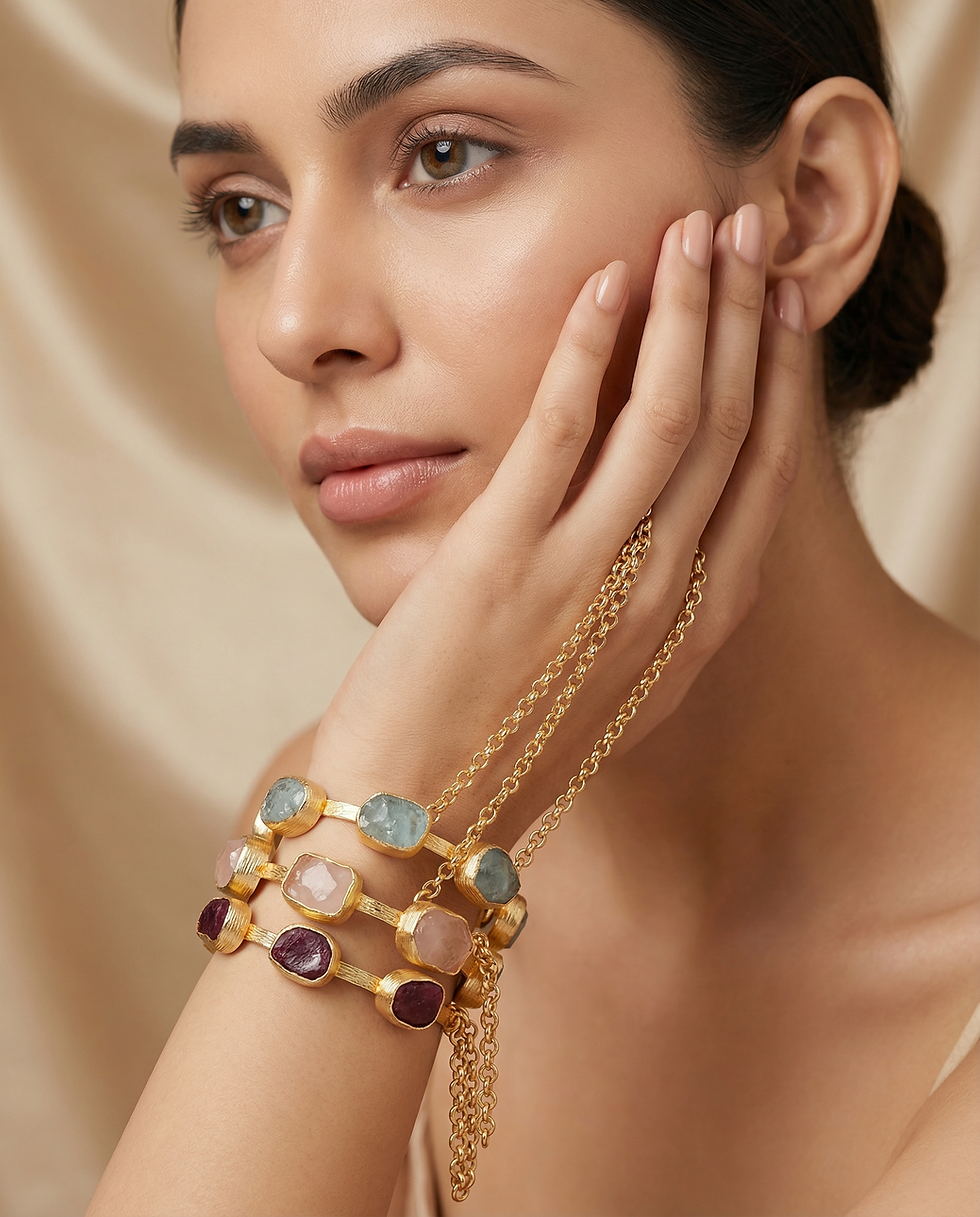 Thumbnail: Hera - Aquamarine Raw Cuff Bracelet