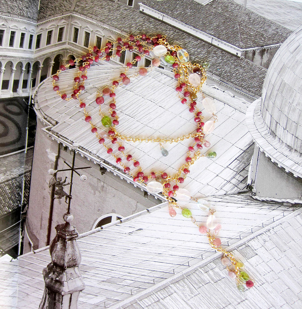 Miniatura: Long lariat Necklace Sapphire & Diamonds, Amethyst, Rubies - Eleftheria