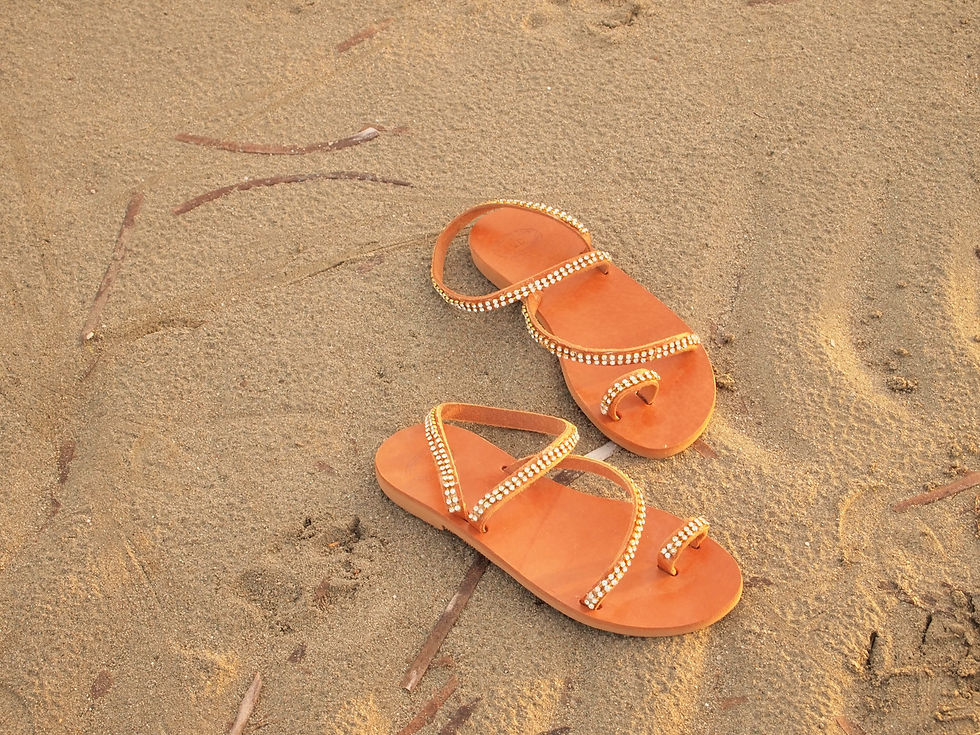 Thumbnail: Greek Leather sandals with Swarovski crystals HERA