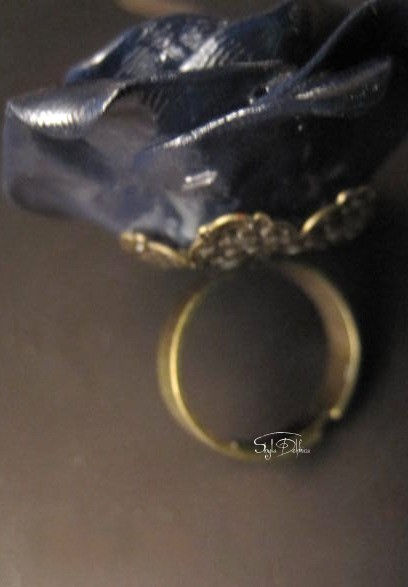 Thumbnail: Big Porcelain cocktail ring  - Midnight Sky