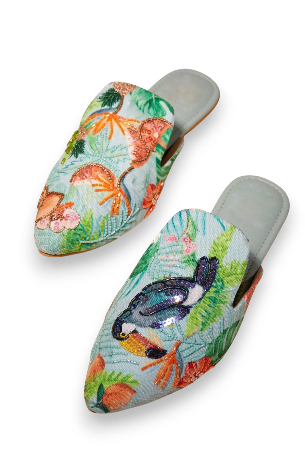 Birds of Paradise - Turquoise Mules