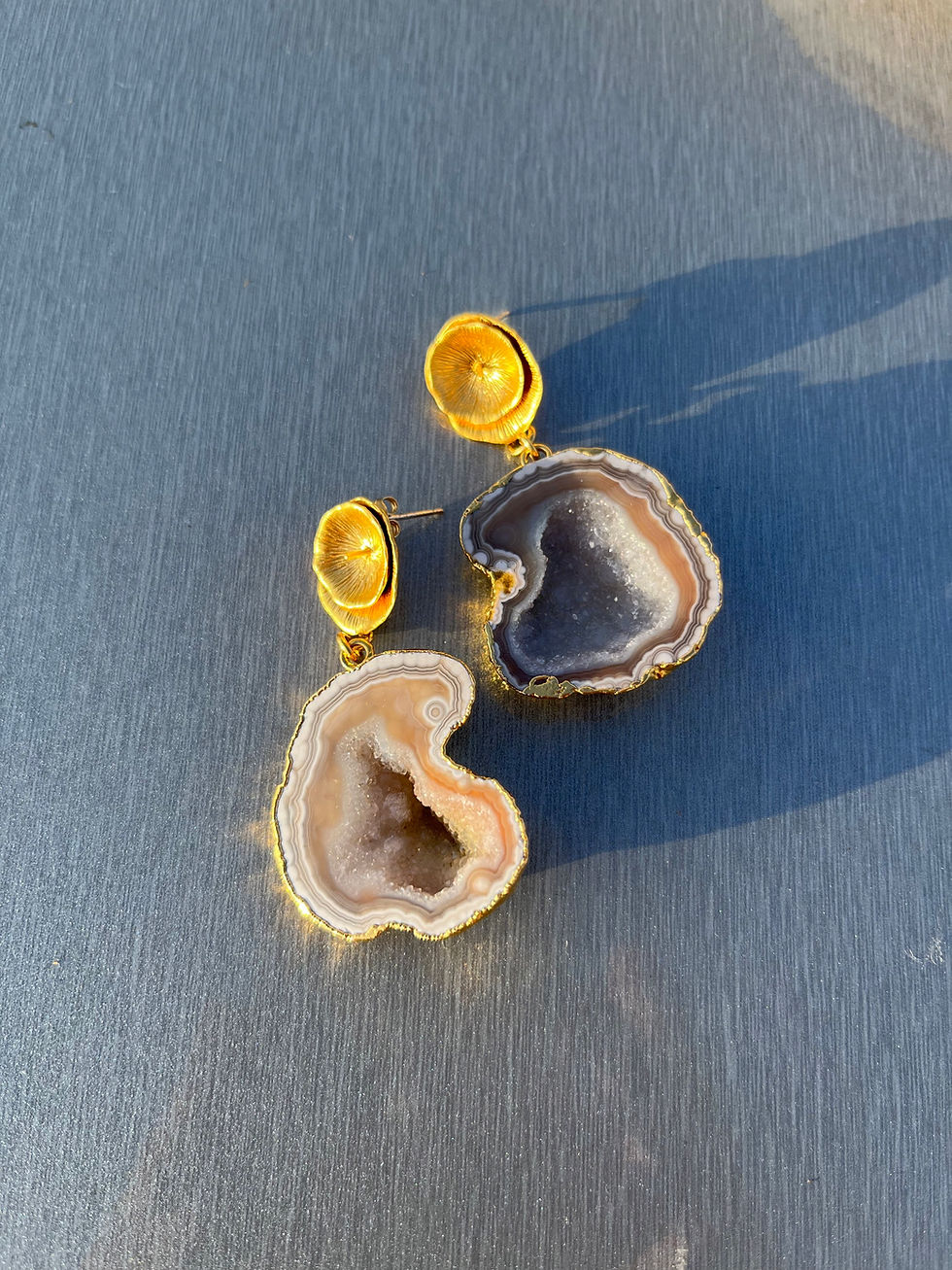 Thumbnail: Mocha Mousse Gold Drop Earrings - Mocha