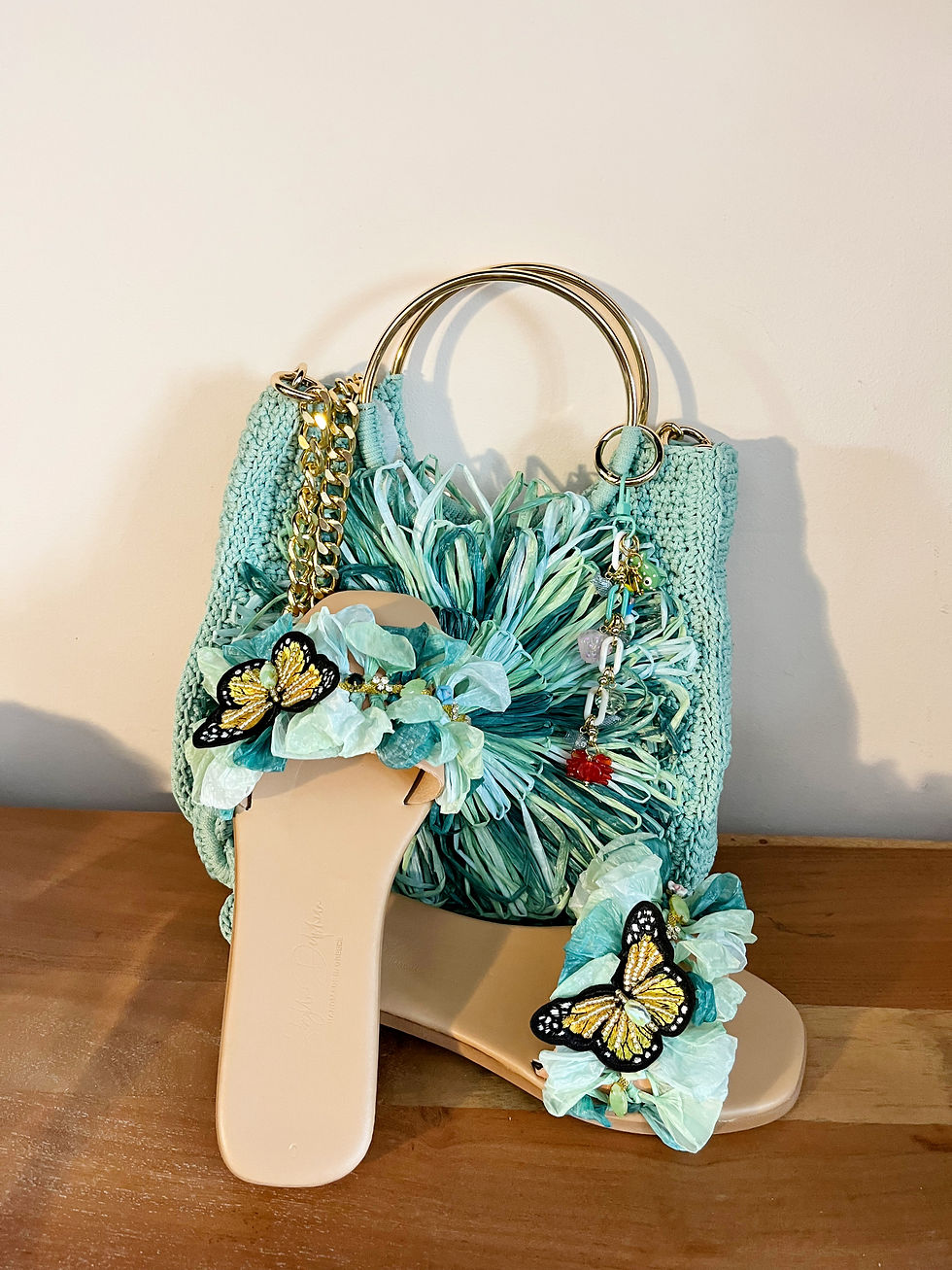 Miniatura: Moira   - Raffia  Sea Green Crochet Tote Bag
