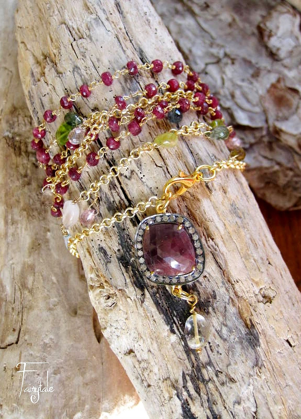 Miniatura: Long lariat Necklace Sapphire & Diamonds, Amethyst, Rubies - Eleftheria