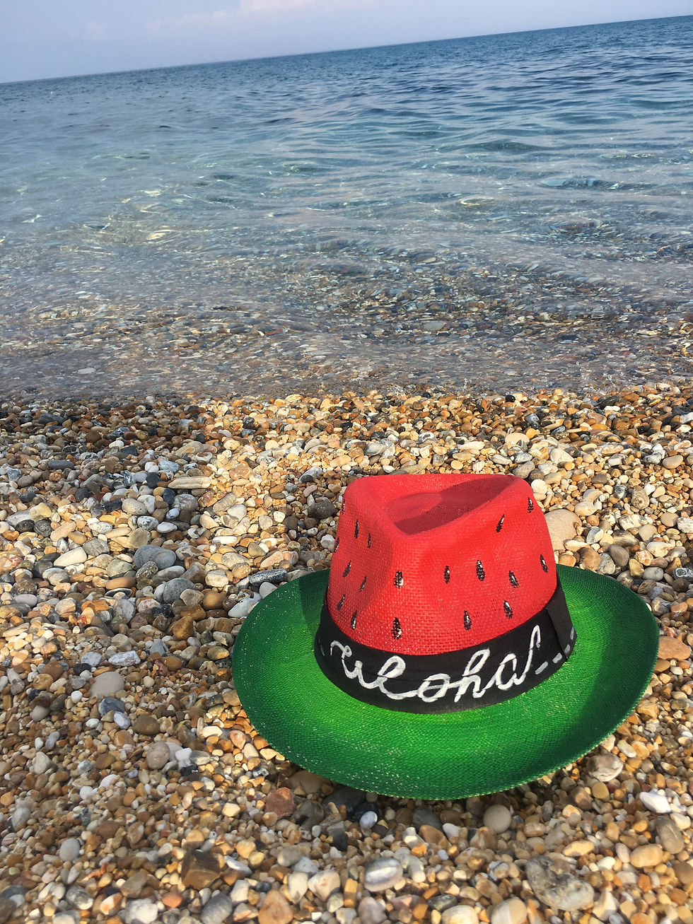 Miniature : Hand Painted Panama Hat - "Watermelon"