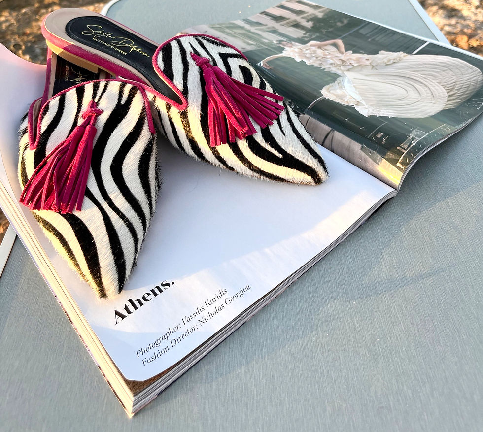 Miniatura: ZEBRA - Black & White striped Leather Mules