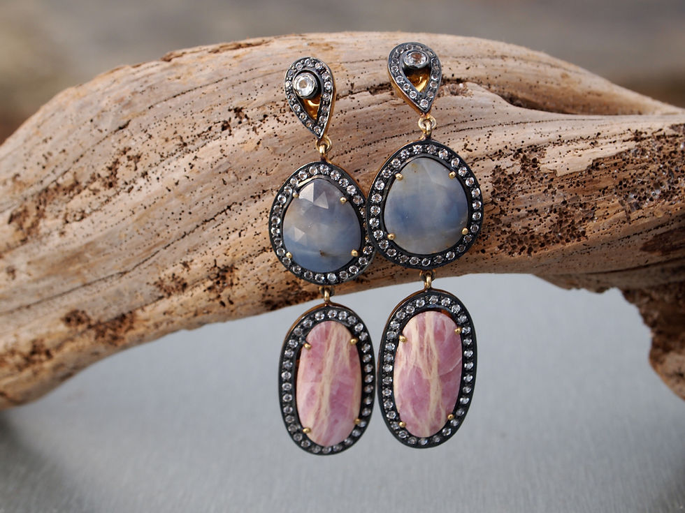 Thumbnail: Sapphire pave stud earings - "New York"