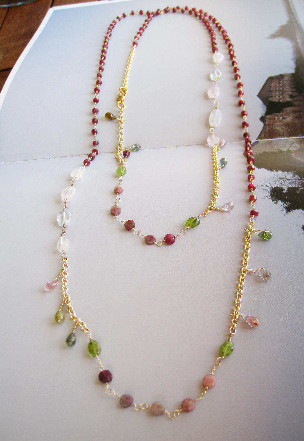 Miniatura: Long lariat Necklace Sapphire & Diamonds, Amethyst, Rubies - Eleftheria