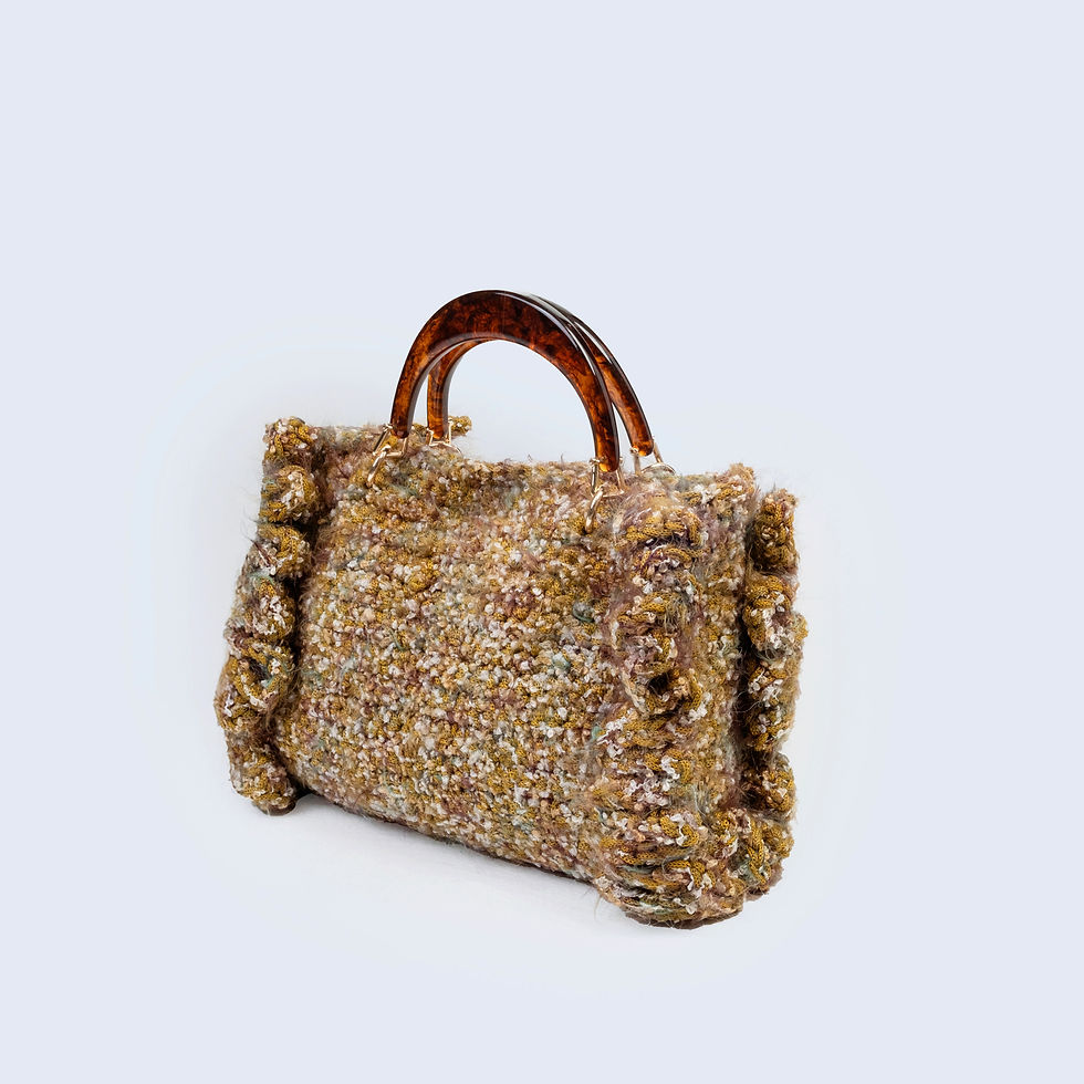Miniatura: Olive Green Crochet Tote Bag - ELAIA