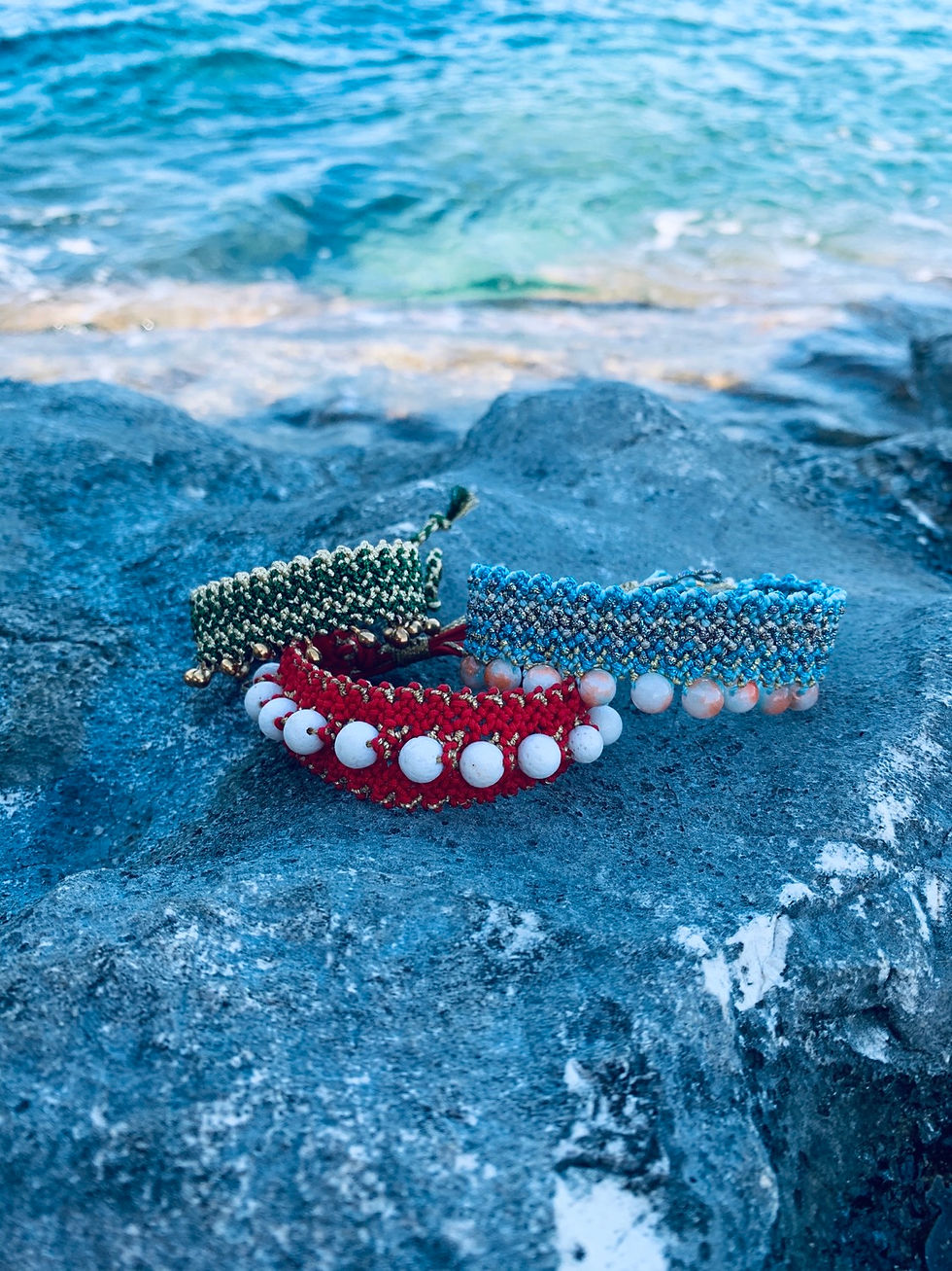 Thumbnail: Macrame Woven bracelet -"White Coral"New