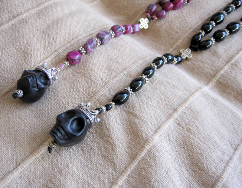 Thumbnail: Black Onyx and Silver Skulls - Aries