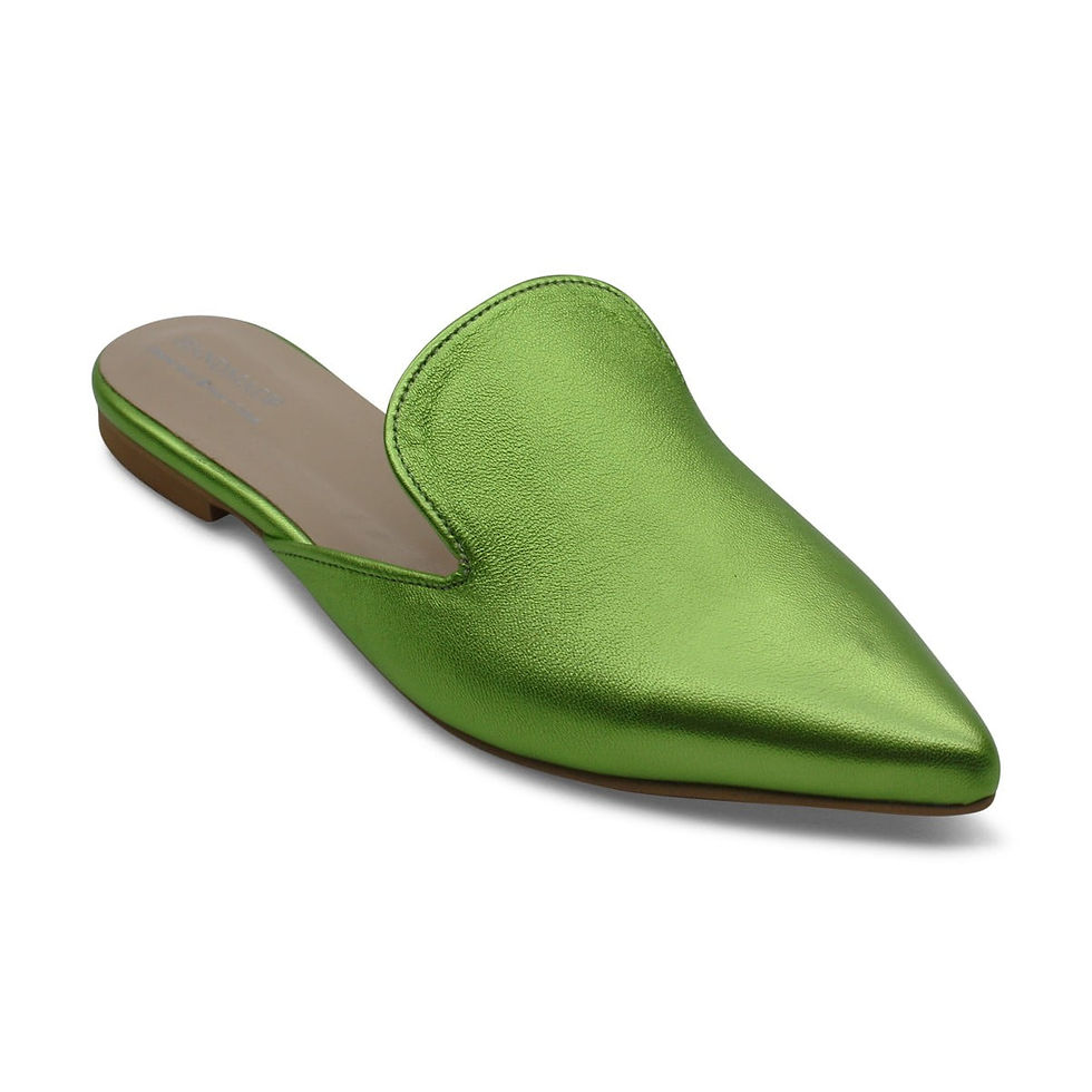 Miniatura: 10mm  Metallic Green Leather Mules - Emerald Lagoon