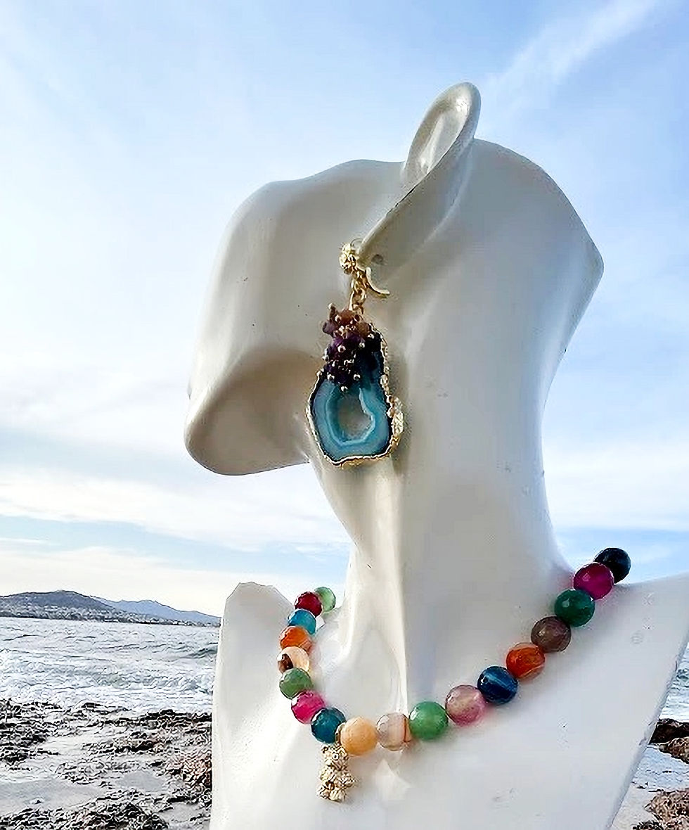 Thumbnail: Multicolored Jade Necklace  - Teddy