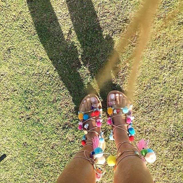 Miniatura: Pompom ethnic sandals/Tie Up Gladiator "Andraya"