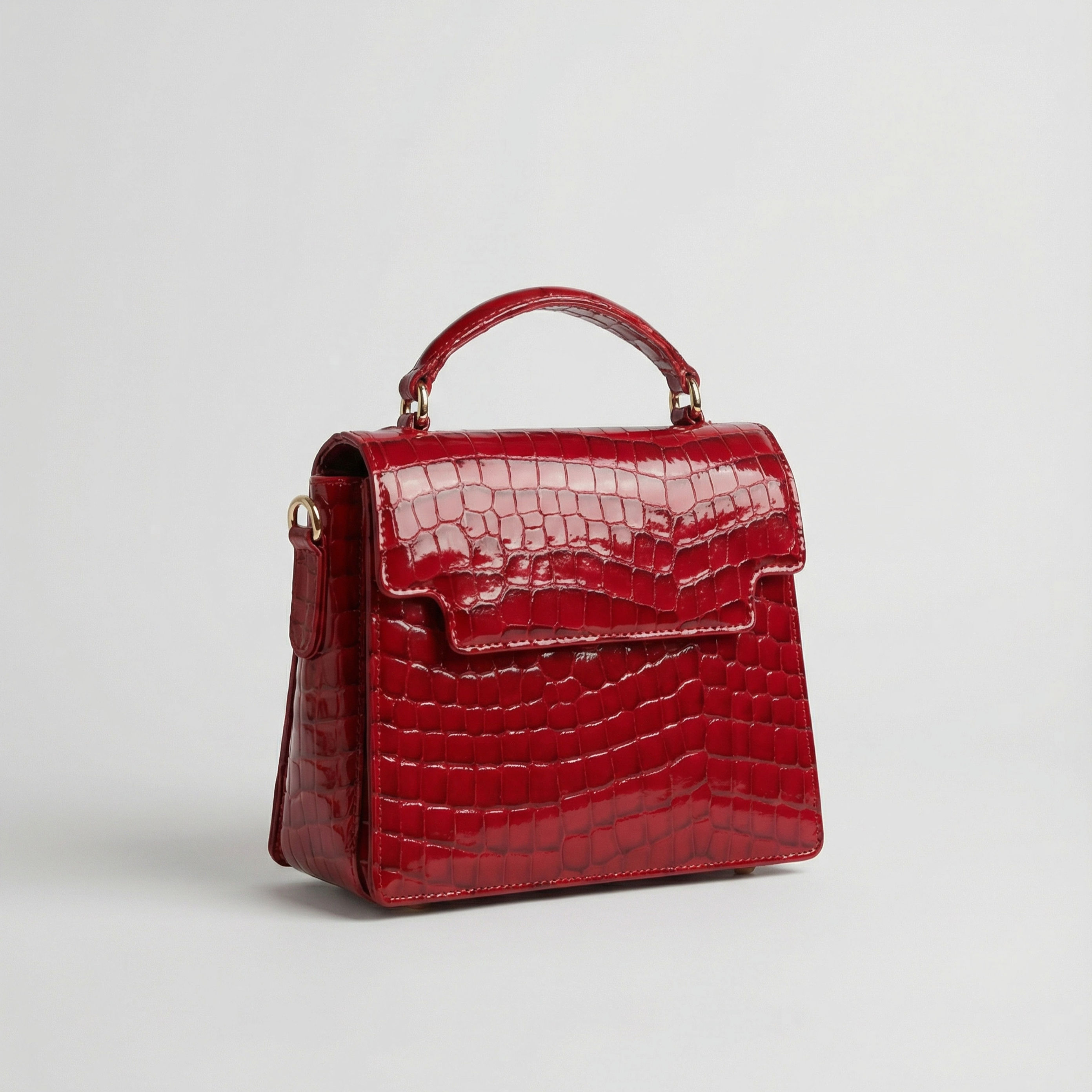 Top handle Leather Bag - Crimson Muse