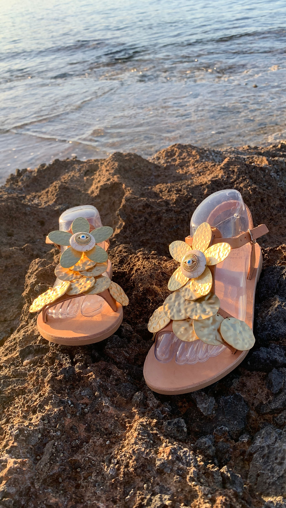 Thumbnail: Jeweled gold leather sandals - "Artemis"