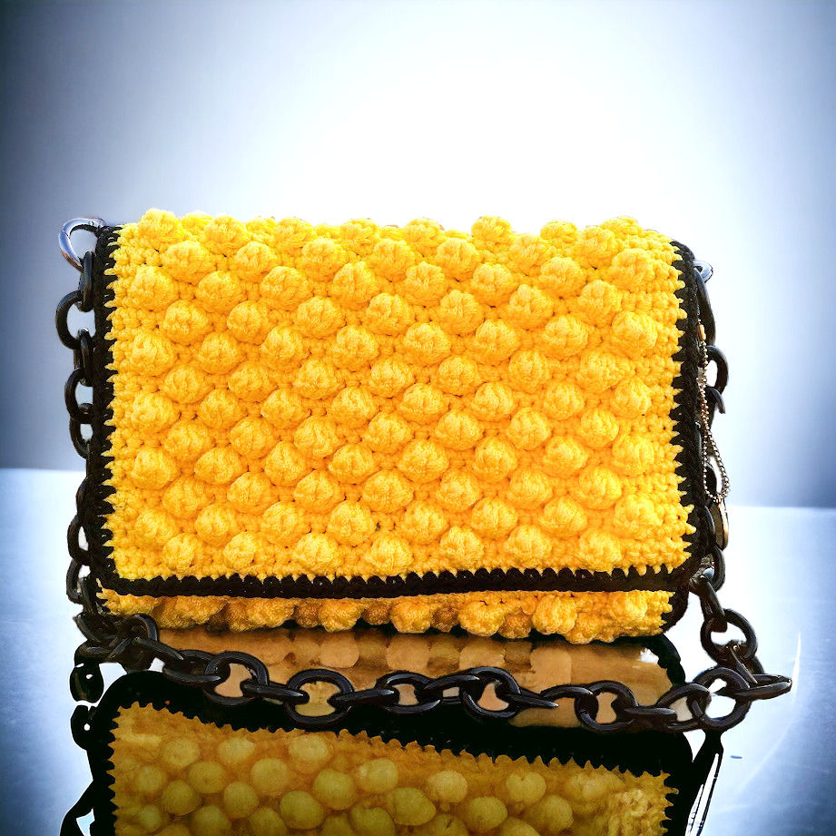 Thumbnail: Bubbles Yellow crochet bag - POLYXENI