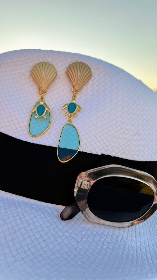 Thumbnail: Vitreaux glass Earrings - "Caretta Caretta"