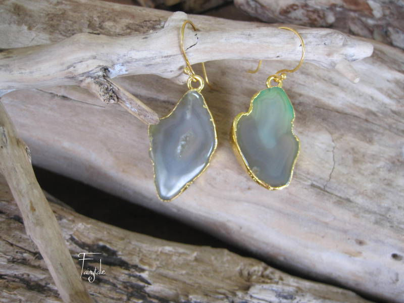 Thumbnail: Bazilian Agate Drusy earrings -OOAK