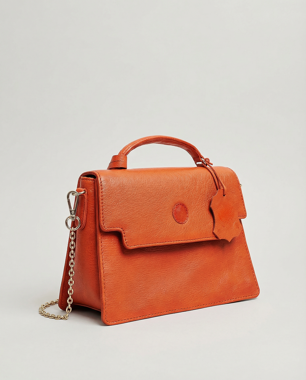 Miniatura: Top handle Leather Bag - Aurelia Orange Pebble Leather