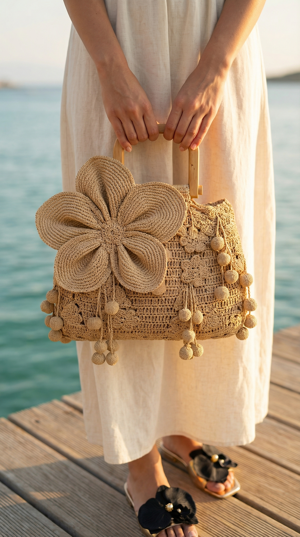 Thumbnail: Handwoven Large Tote - Melia Ivory