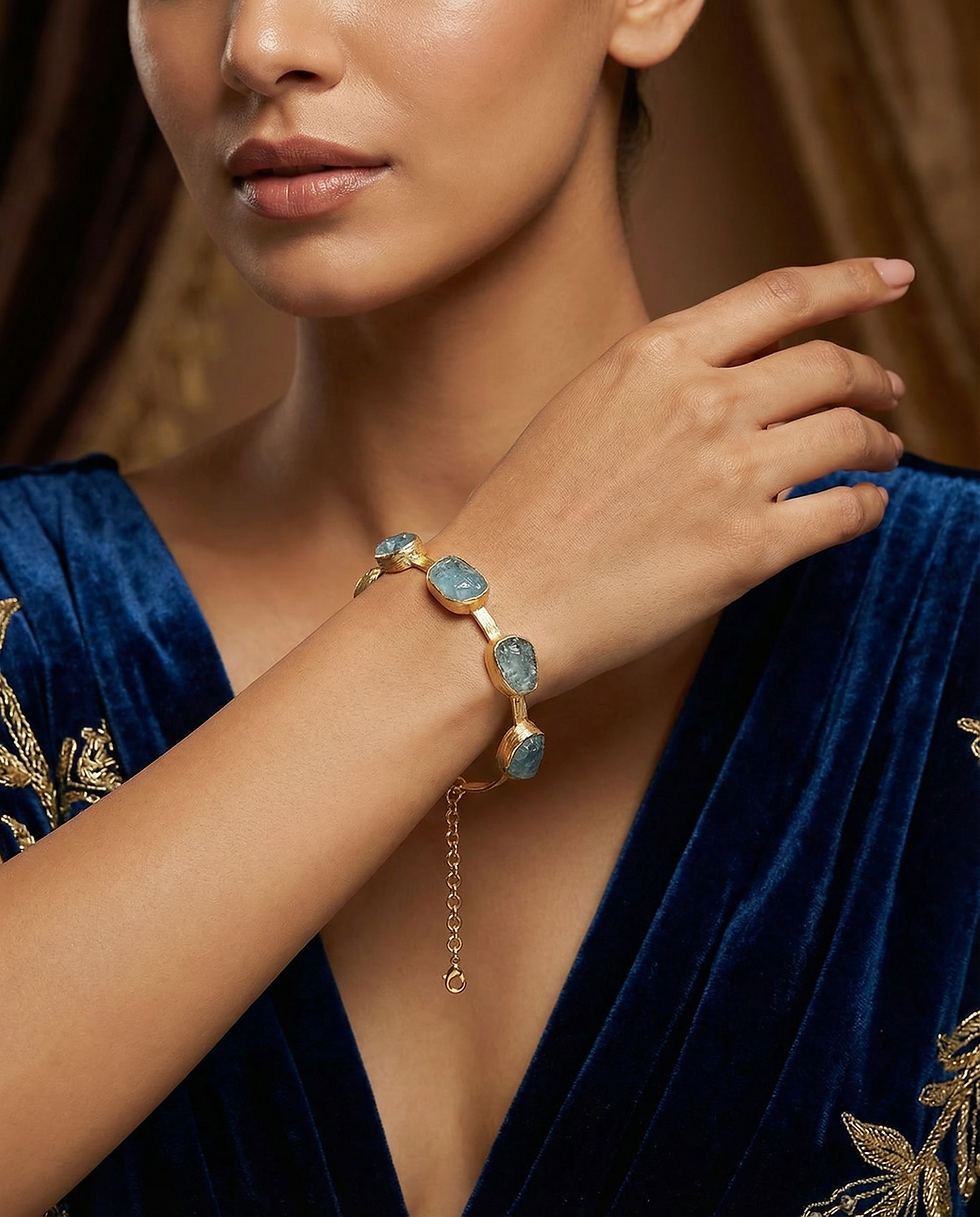Thumbnail: Hera - Aquamarine Raw Cuff Bracelet