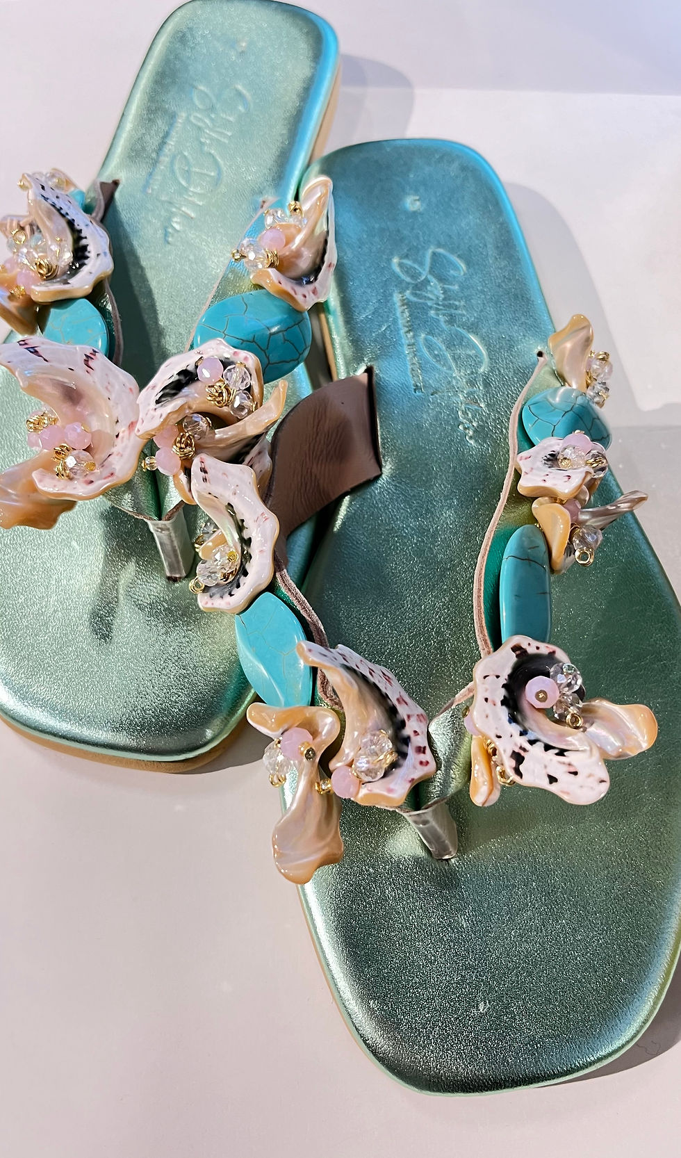 Thumbnail: "Coralia" Turquoise Metallic Sandals