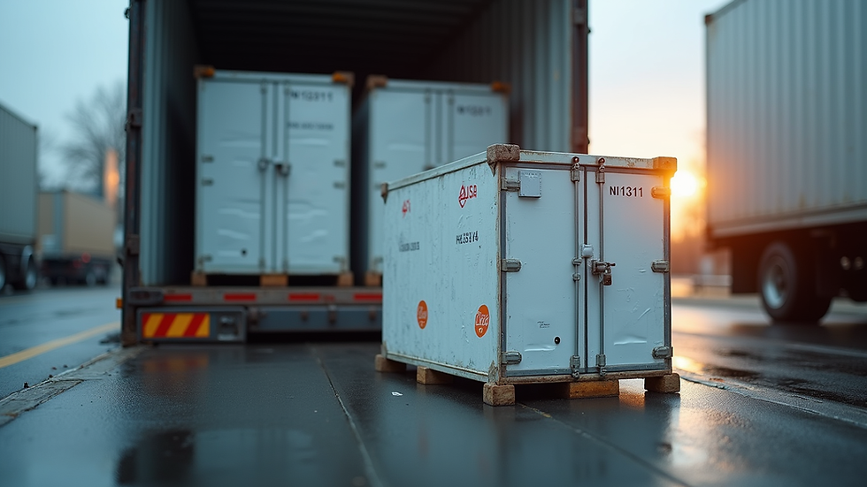 Close-up view of refrigerated medical shipment containers being loaded