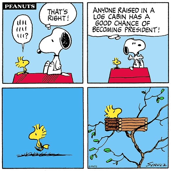 Snoopy and Woodstock - Log Cabin.png