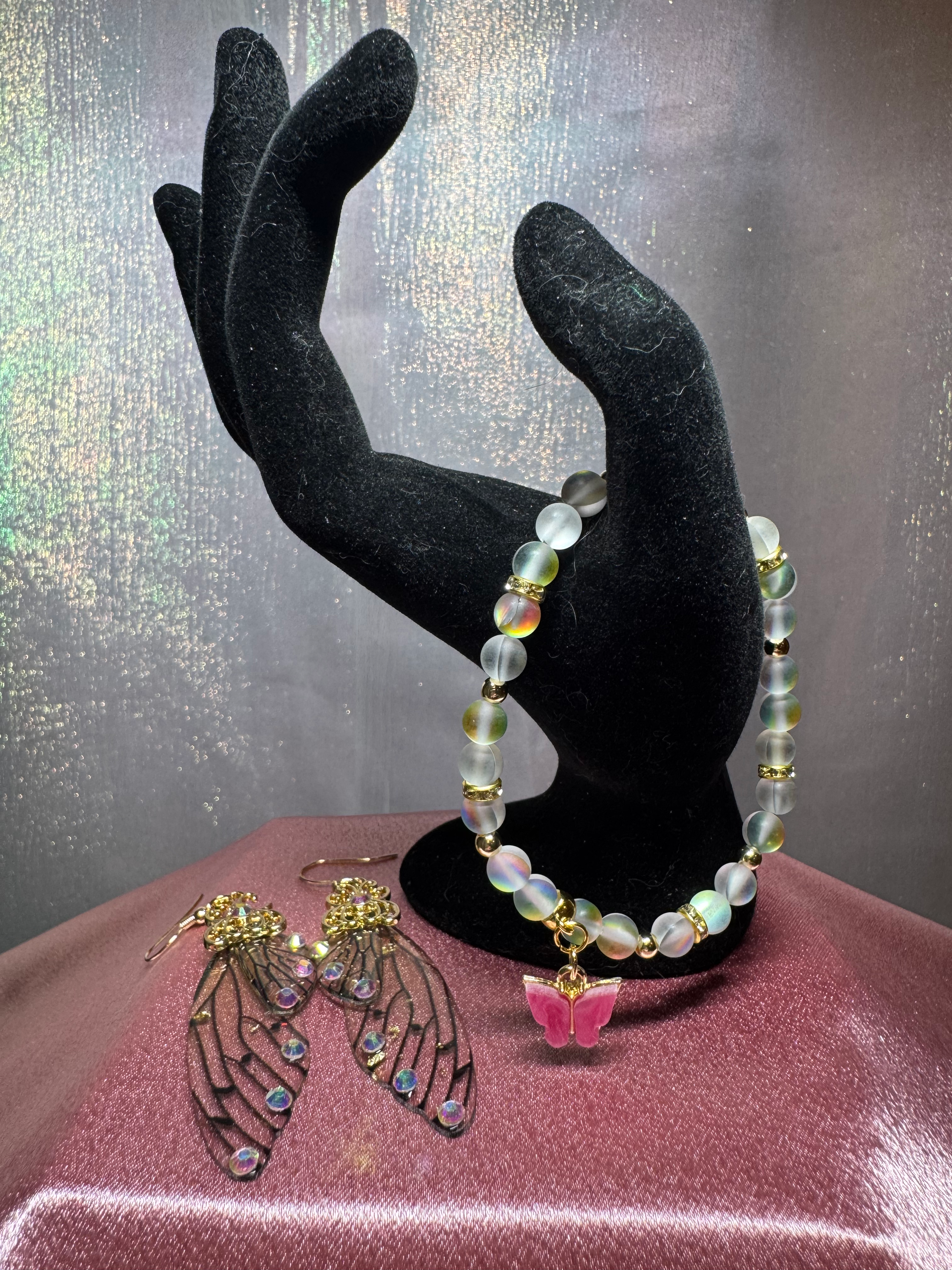 Mermaid Glass with Butterfly Wings Earrings