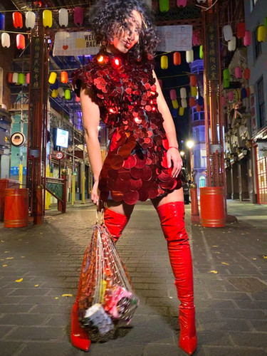 strapless open back dress HEYAMI Disco Disuko Sequin Dress  Dolls Kill