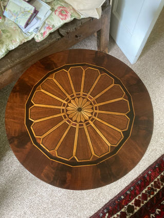 "Sunburst" inlaid side Table.