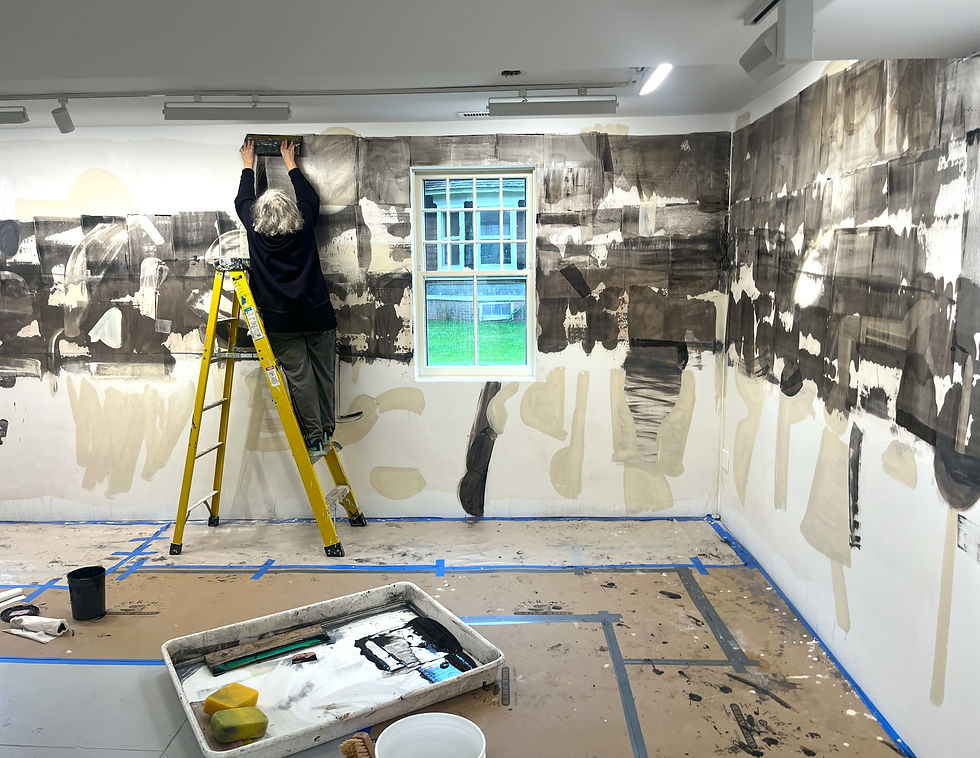 Photo 3: My exhibition Alternate Side: Permutations 1-32 opened at Dia Bridgehampton June 28 and will be up for almost a year—a painted/printed/drawn improv space made the same way I treat paper when printing. & it will be painted out after it’s over! - Amy Sillman