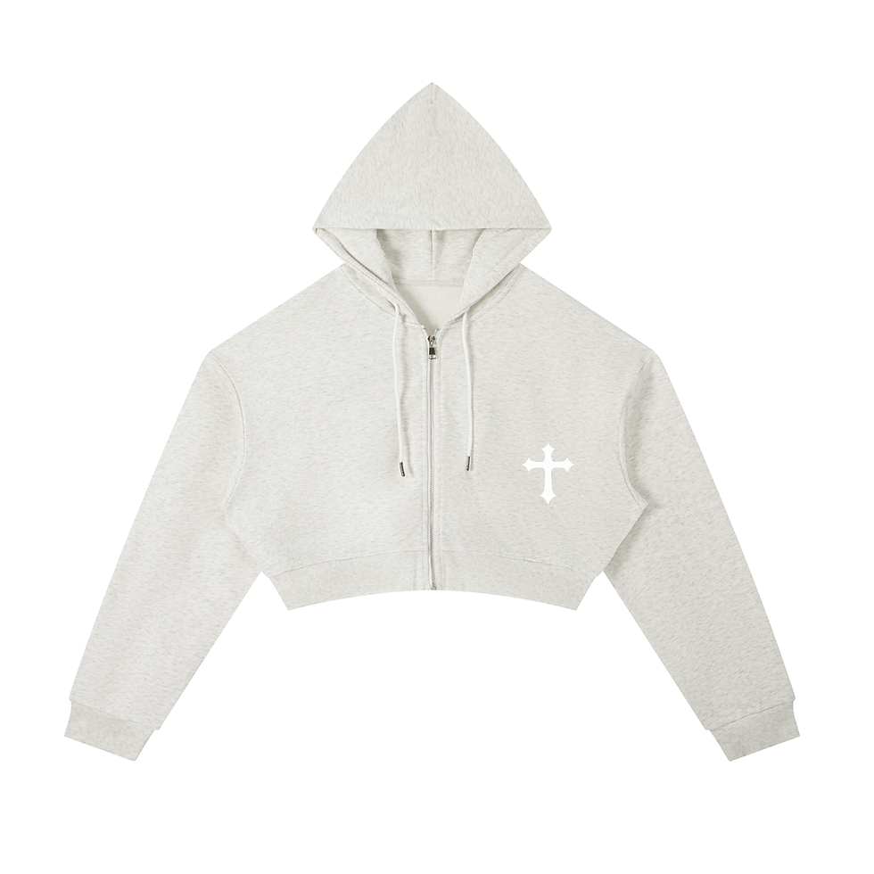 Thumbnail: Essential Cropped Zip-Up Hoodie