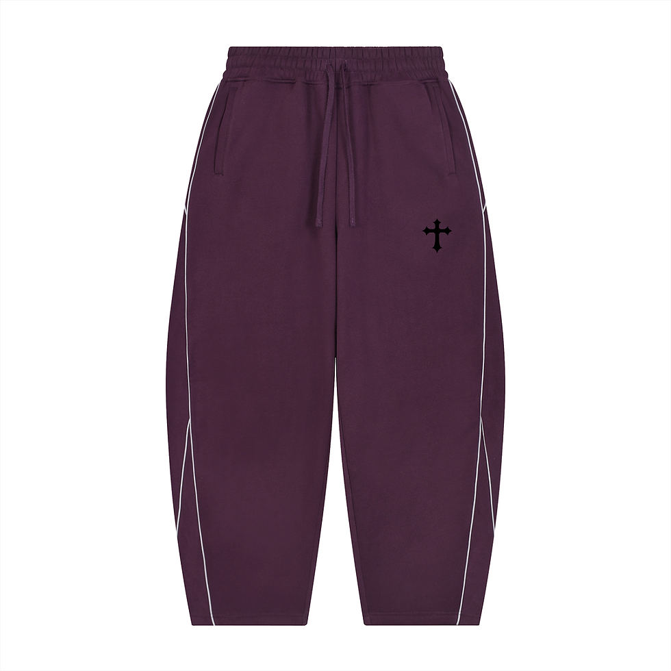 Thumbnail: Unisex Piping Fleece Barrel Leg Sweatpants