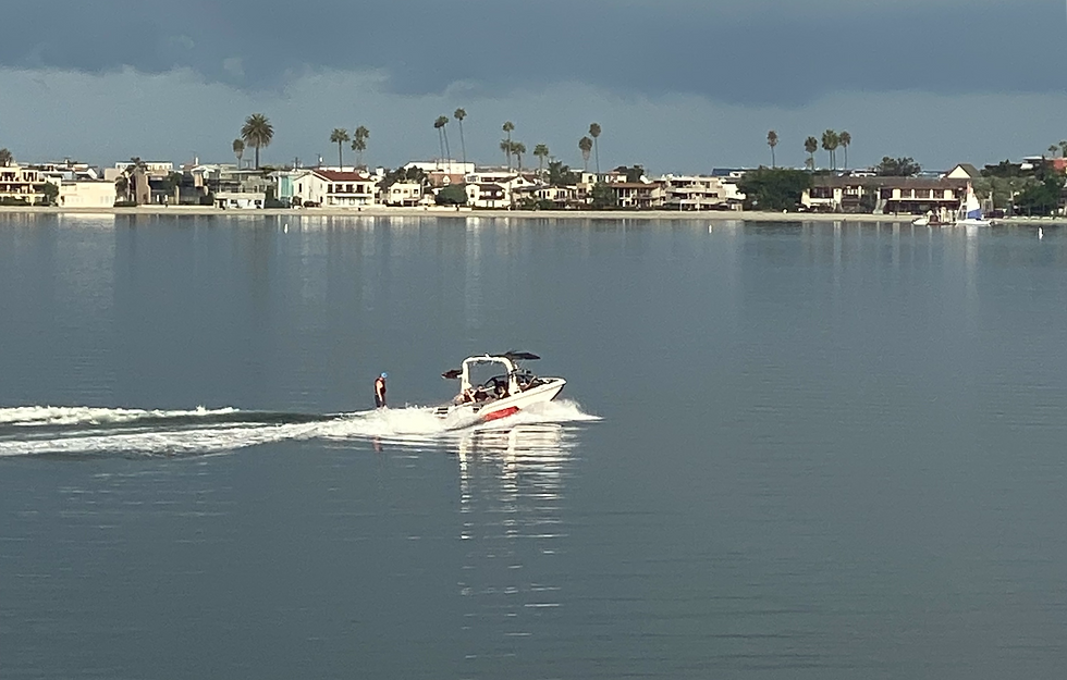 wakeboarder on calm mission bay waters in san diego