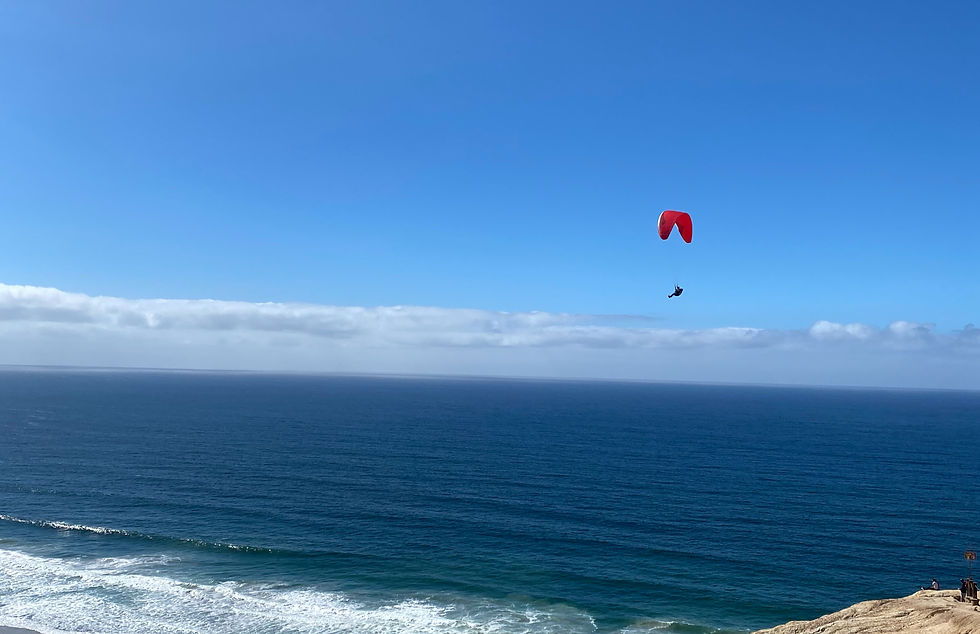 paragliding at torrey pines over the beach and ocean