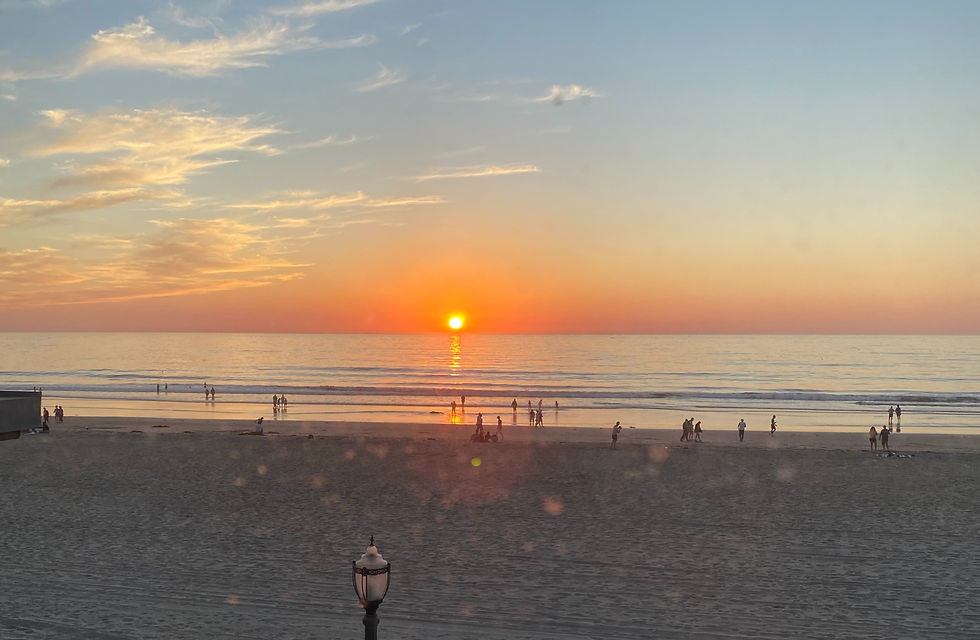 view from cannonball at mission beach at sunset