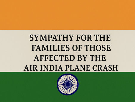 Our Deepest Condolences to the Families Affected by the Air India Plane Crash